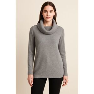 Talbots Sweater Cowl Neck Cashmere Capsule Timeless Gray Tunic Size Small